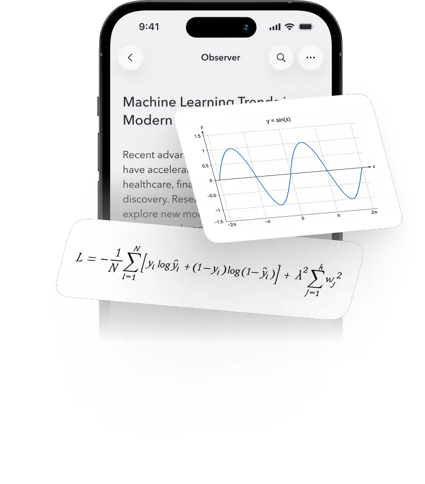 Peech recognising a formula and a chart inside an article as it parses the page